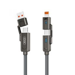 Cablu Date si Incarcare USB-C / USB-A - USB-C / Lightning XO Design NB275 2in1, 60W, 1m, Negru