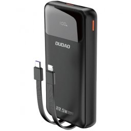Baterie Externa Dudao K15Pro, 20000mAh, 22.5W, QC + PD, 1 x Lightning - 1 x USB-A - 2 x USB-C, Neagra