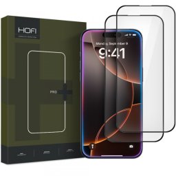 Folie de protectie Ecran HOFI Glass PRO+ pentru Apple iPhone 16 Pro, Sticla Securizata, Full Glue, Set 2 bucati, 2.5D, Neagra