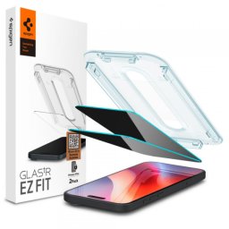 Folie de protectie Ecran Privacy Spigen GlastR EZ FIT pentru Apple iPhone 17 Pro Max / 16 Pro Max, Sticla Securizata, Full Glue, Set 2 bucati AGL07908