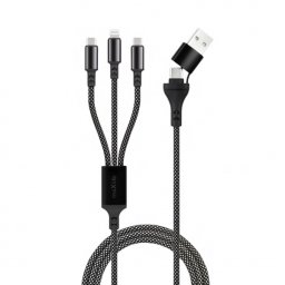 Cablu Incarcare USB-A / USB-C - Lightning / USB-C MaXlife 3in1, 66W, 1m, Negru
