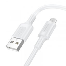 Cablu Date si Incarcare USB-A - microUSB Borofone BX111 Feliz, 18W, 1m, Alb
