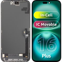 Display cu Touchscreen ZY pentru Apple iPhone 16 Plus, cu Rama, Versiune LCD In-Cell IC Movable, Negru