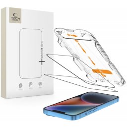 Folie de protectie Ecran Tech-Protect Quick Set+ pentru Apple iPhone 17e / 16e / 14 / 13 Pro, Sticla Securizata, Full Glue, Set 2 bucati, Neagra