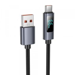 Cablu Date si Incarcare USB-A - USB-C HOCO Display X112, 100W, 1m, Negru
