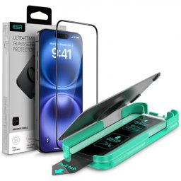 Folie de protectie Ecran ESR Armorite pentru Apple iPhone 16 Pro, Sticla Securizata, Full Glue, Neagra