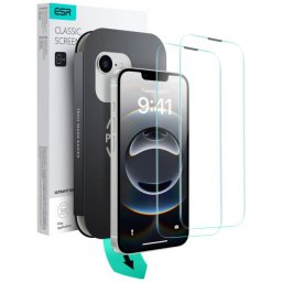 Folie de protectie Ecran ESR Ultrafit pentru Apple iPhone 17e / 16e / 14 / 13 Pro, Sticla Securizata, Full Glue, Set 2 bucati
