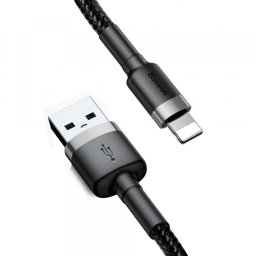 Cablu Date si Incarcare USB-A - Lightning Baseus Cafule, 18W, 3m, Gri CALKLF-RG1