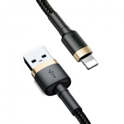 Cablu Date si Incarcare USB-A - Lightning Baseus Cafule, 18W, 3m, Auriu CALKLF-RV1