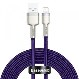 Cablu Date si Incarcare USB-A - Lightning Baseus Cafule Metal Series, 18W, 2m, Mov CALJK-B05