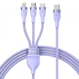 Cablu Incarcare USB-A - Lightning / microUSB / USB-C Baseus Flash Series II 3in1, 100W, 1.2m, Mov CASS030005