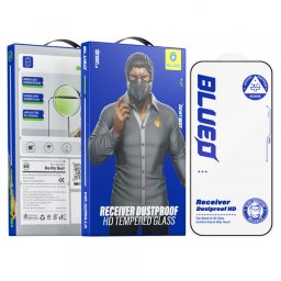 Folie de protectie Ecran Blueo Anti-Dust HD pentru Apple iPhone 14 Pro Max, Sticla Securizata, Full Glue, Neagra