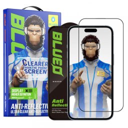 Folie de protectie Ecran Blueo Anti-Reflective HD pentru Apple iPhone 16 Pro Max, Sticla Securizata, Full Glue, Neagra