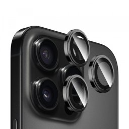 Folie de protectie Camera Spate Blueo Sapphire Crystal pentru Apple iPhone 16 Pro Max / 16 Pro, Sticla Securizata, Neagra