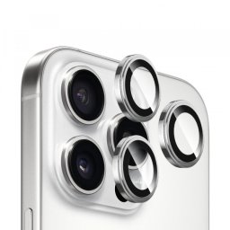 Folie de protectie Camera Spate Blueo Sapphire Crystal pentru Apple iPhone 16 Pro Max / 16 Pro, Sticla Securizata, Argintie