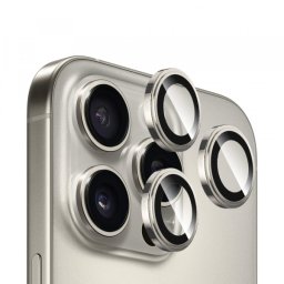 Folie de protectie Camera Spate Blueo Sapphire Crystal pentru Apple iPhone 16 Pro Max / 16 Pro, Sticla Securizata, Gri Metalic