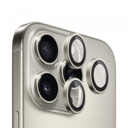 Folie de protectie Camera Spate Blueo 99 Anti-Refective HD pentru Apple iPhone 16 Pro Max / 16 Pro, Sticla Securizata, Gri Metalic