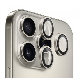 Folie de protectie Camera Spate Blueo Metal Frame pentru Apple iPhone 16 Pro Max / 16 Pro, Sticla Securizata, Gri Metalic