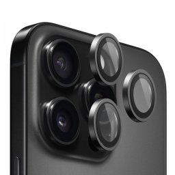 Folie de protectie Camera Spate Blueo Metal Frame pentru Apple iPhone 14 Pro Max / 14 Pro, Sticla Securizata, Neagra