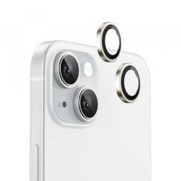 Folie de protectie Camera Spate Blueo Metal Frame pentru Apple iPhone 15 Plus / 15, Sticla Securizata, Galbena