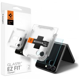 Folie de protectie Ecran Exterior Spigen GlastR EZ FIT pentru Samsung Galaxy Z Flip7 F766, Sticla Securizata, Full Glue, Set 2 bucati AGL09585