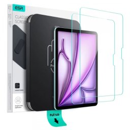 Folie de protectie Ecran ESR UltraFit pentru Apple iPad Air 13 (2026) / Pro 13 (2025), Sticla Securizata, Full Glue, Set 2 bucati