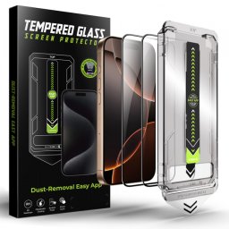 Folie de protectie Ecran Techsuit TitanGlass pentru Apple iPhone 12 Pro Max, Sticla Securizata, Full Glue, Set 2 bucati, Neagra