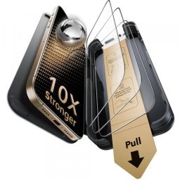 Folie de protectie Ecran ESR Corning UltraFit pentru Apple iPhone 17 / 16 Pro, Sticla Securizata, Full Glue, Set 3 bucati, Neagra