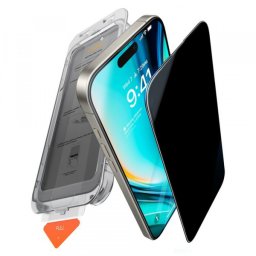 Folie de protectie Ecran Privacy Torras GlassGo Install Master pentru Apple iPhone 17 Pro, Sticla Securizata, Full Glue