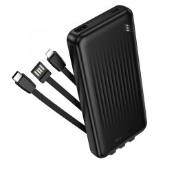 Baterie Externa Borofone BJ79 Clever, 10000mAh, 10W, 1 x Lightning - 1 x USB-A - 1 x USB-C, Neagra