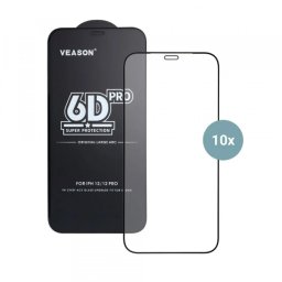Folie de protectie Ecran Veason PRO pentru Apple iPhone 17 Pro Max, Sticla Securizata, Full Glue, Set 10 bucati, 6D, Neagra