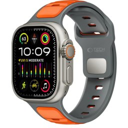 Curea Tech-Protect Iconband Line pentru Apple Watch 49mm / 46mm / 45mm / 44mm Series, Gri Portocalie