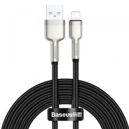 Cablu Date si Incarcare USB-A - Lightning Baseus Cafule Metal Series, 18W, 2m, Negru CALJK-B01