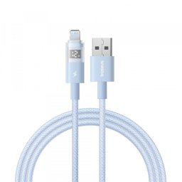 Cablu Date si Incarcare USB-A - Lightning Baseus Display 2, 12W, 1m, Albastru P10382700311-00