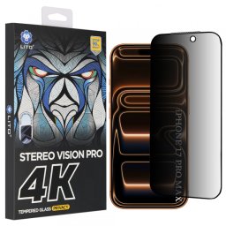Folie de protectie Ecran Privacy Lito D+ Max 4K pentru Apple iPhone 17 Pro Max, Sticla Securizata, Full Glue