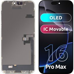 Display cu Touchscreen MP compatibil cu Apple iPhone 16 Pro Max, cu Rama, Versiune OLED FHD IC Movable, Negru