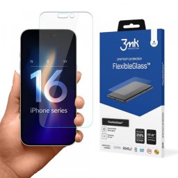 Folie de protectie Ecran 3MK FlexibleGlass pentru Apple iPhone 16 Pro Max, Sticla Flexibila, Full Glue