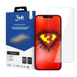 Folie de protectie Ecran 3MK FlexibleGlass pentru Apple iPhone 17e / 16e / 14 / 13 Pro, Sticla Flexibila, Full Glue