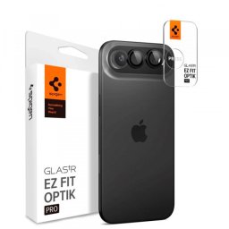 Folie de protectie Camera Spate Spigen GlastR EZ FIT Optik Pro pentru Apple iPhone 17 Air, Sticla Securizata, Set 2 bucati, Neagra AGL09863