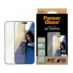 Folie de protectie Ecran PanzerGlass Ultra-Wide Fit EyeCare pentru Apple iPhone 16 Pro Max, Sticla Securizata, Full Glue, Neagra