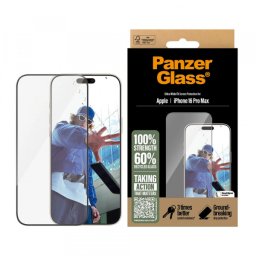 Folie de protectie Ecran PanzerGlass Ultra-Wide Fit pentru Apple iPhone 16 Pro Max, Sticla Securizata, Full Glue, Neagra