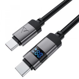 Cablu Date si Incarcare USB-C - USB-C Acefast C15-03 Display, 60W, 1.2m, Negru