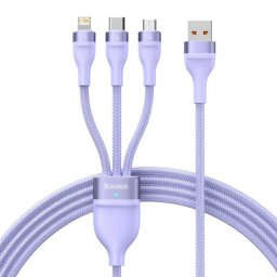 Cablu Incarcare USB-A - Lightning / microUSB / USB-C Baseus Flash Series II 3in1, 66W, 1.2m, Mov CASS040005
