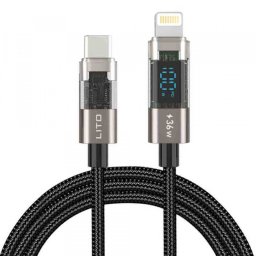 Cablu Date si Incarcare USB-C - Lightning Lito LD09CL Display, 36W, 1.2m, Negru