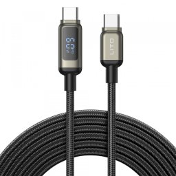 Cablu Date si Incarcare USB-C - USB-C Lito LD15 Display, 60W, 1m, Negru