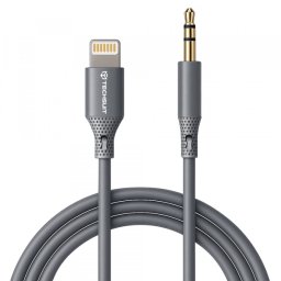Cablu Audio Lightning - 3.5mm Techsuit AC5 SoundFlex, 1m, Gri