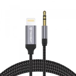 Cablu Audio Lightning - 3.5mm Techsuit AC10 SoundShell, 1.5m, Gri