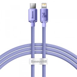 Cablu Date si Incarcare USB-C - Lightning Baseus Crystal Shine Series, 20W, 1.2m, Mov CAJY000205