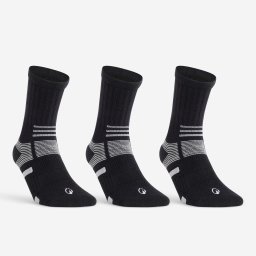 Set 3 Perechi Şosete Lungi Tenis RS560 Negru-Gri Adulți