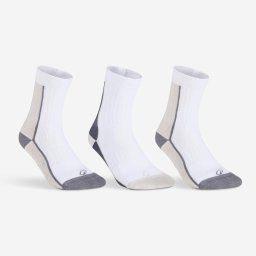 Set 3 perechi Șosete sport lungi cu model în carouri RS 500 albastru bej